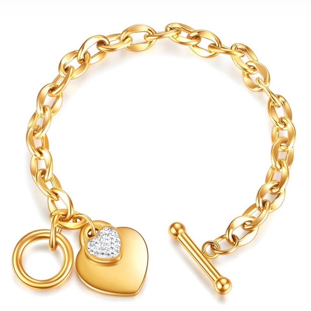 Gold Heart Charm Bracelet